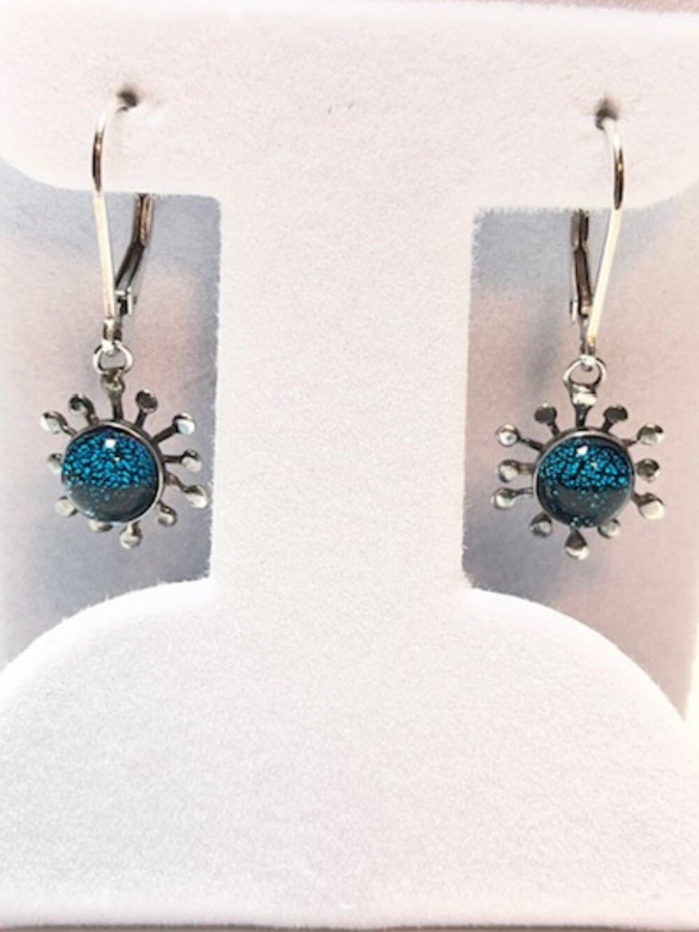 Artisan sterling silver blue glass earrings
